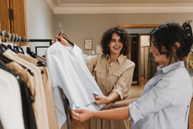 two people shopping for clothes